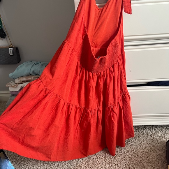American Eagle Halter Sundress Orange/Red - Picture 4 of 5
